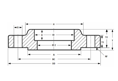 Dimensions ntawm Chav Kawm 150 Socket Weld Flange